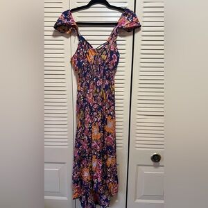 Angie Purple and Orange Floral Maxi Dress
